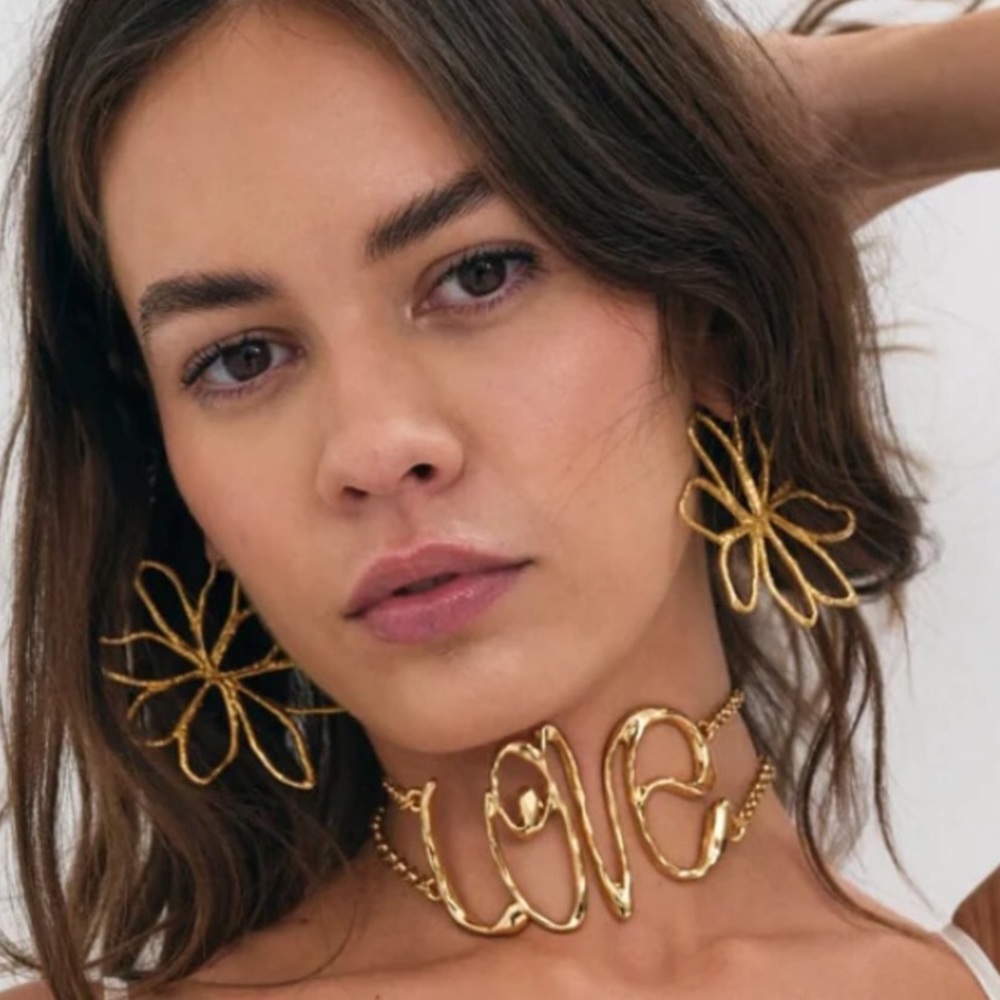 New For Love & Lemons Boho Floral Cutout Statement Earrings - Picture 3 of 15